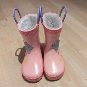 Adorable Rainbow Rubber Boots - Infant Girl Size 6, Like New in Pink
